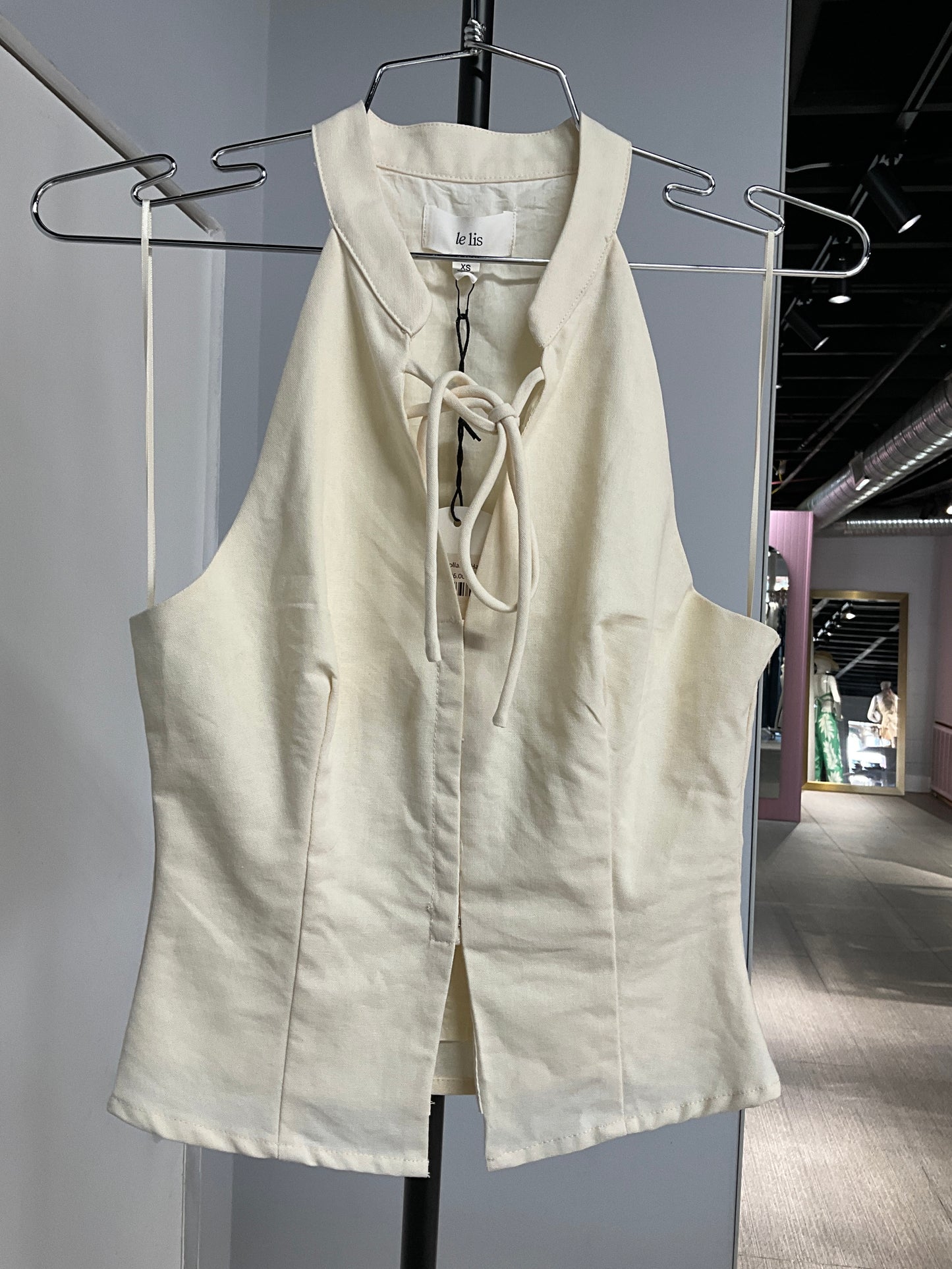 Cream Collared Halter Top