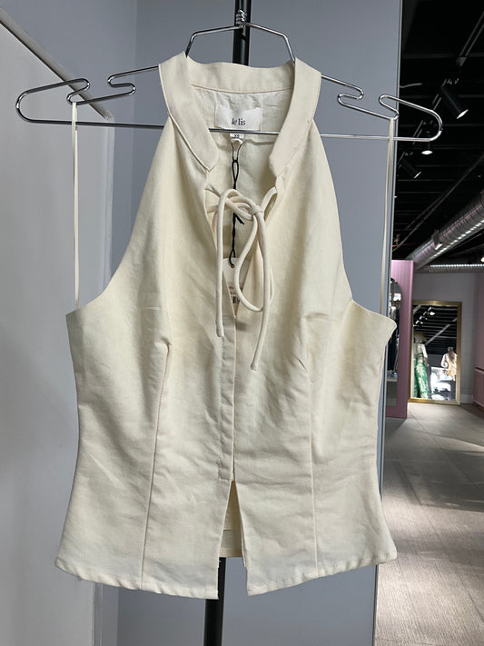Cream Collared Halter Top
