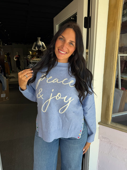 Peace and Joy Mock Neck Sweater