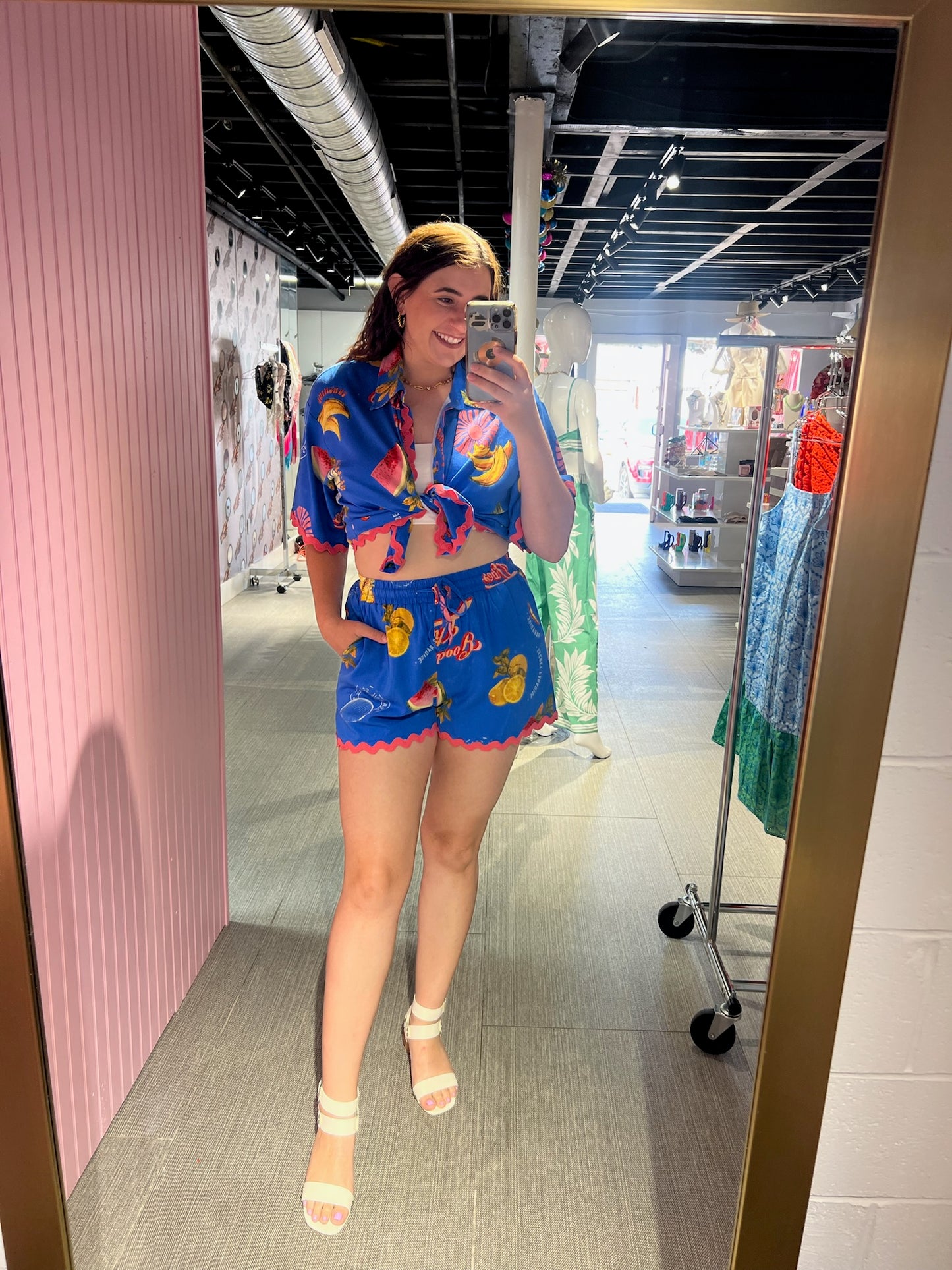 Alanie Tropical Button Down Top