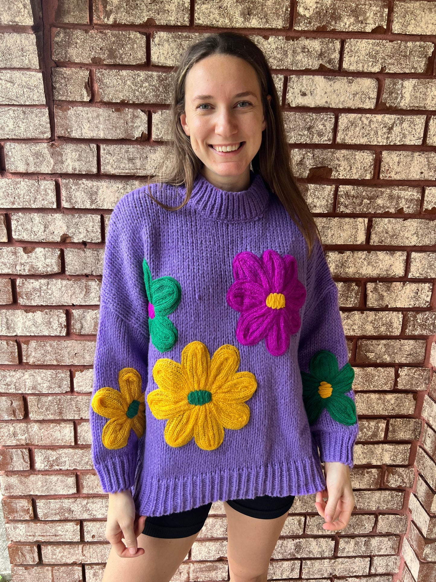 Flower Power Mardi Gras Sweater