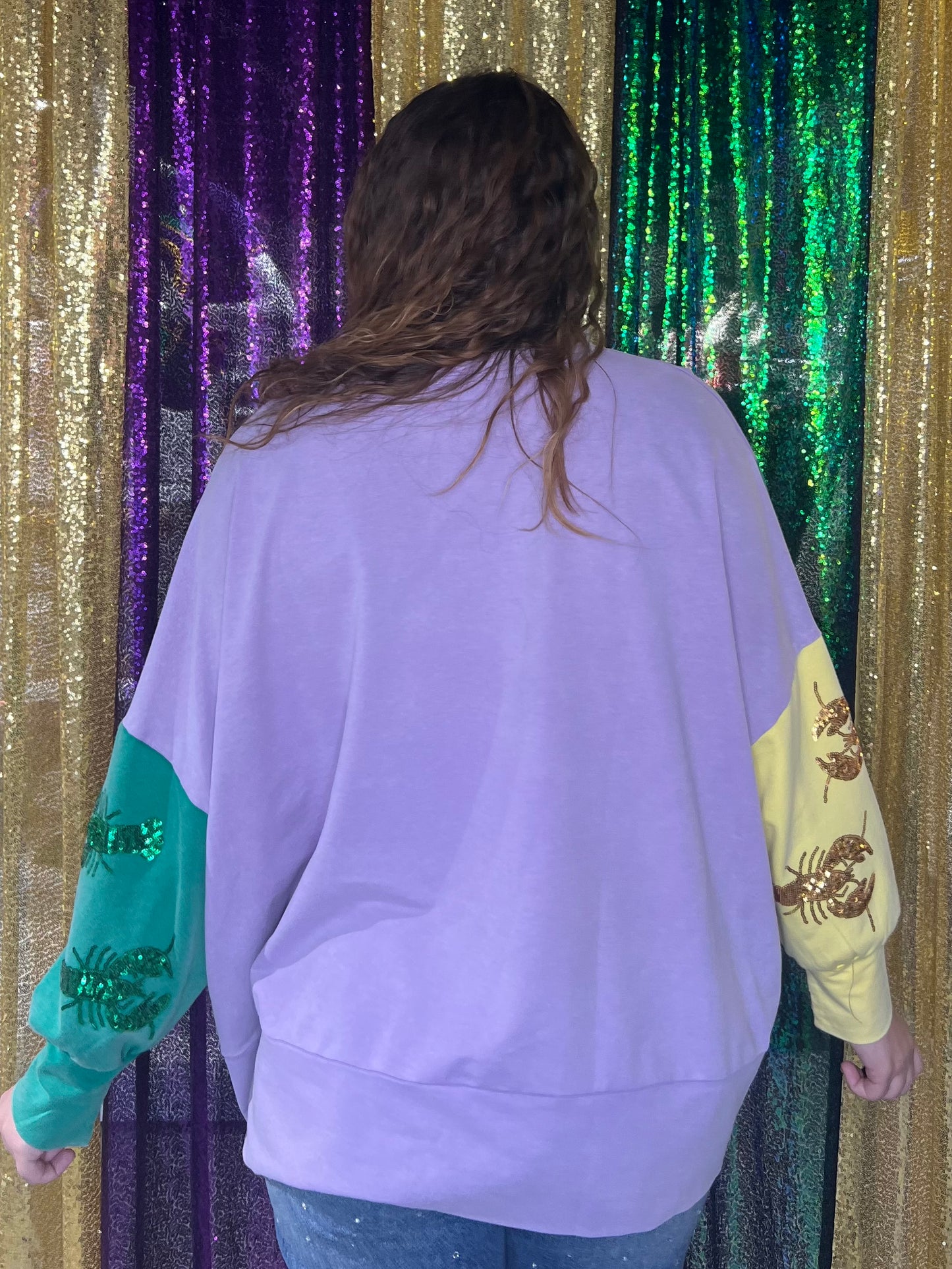 Mardi Gras Oversized Sequin Crawfish Top