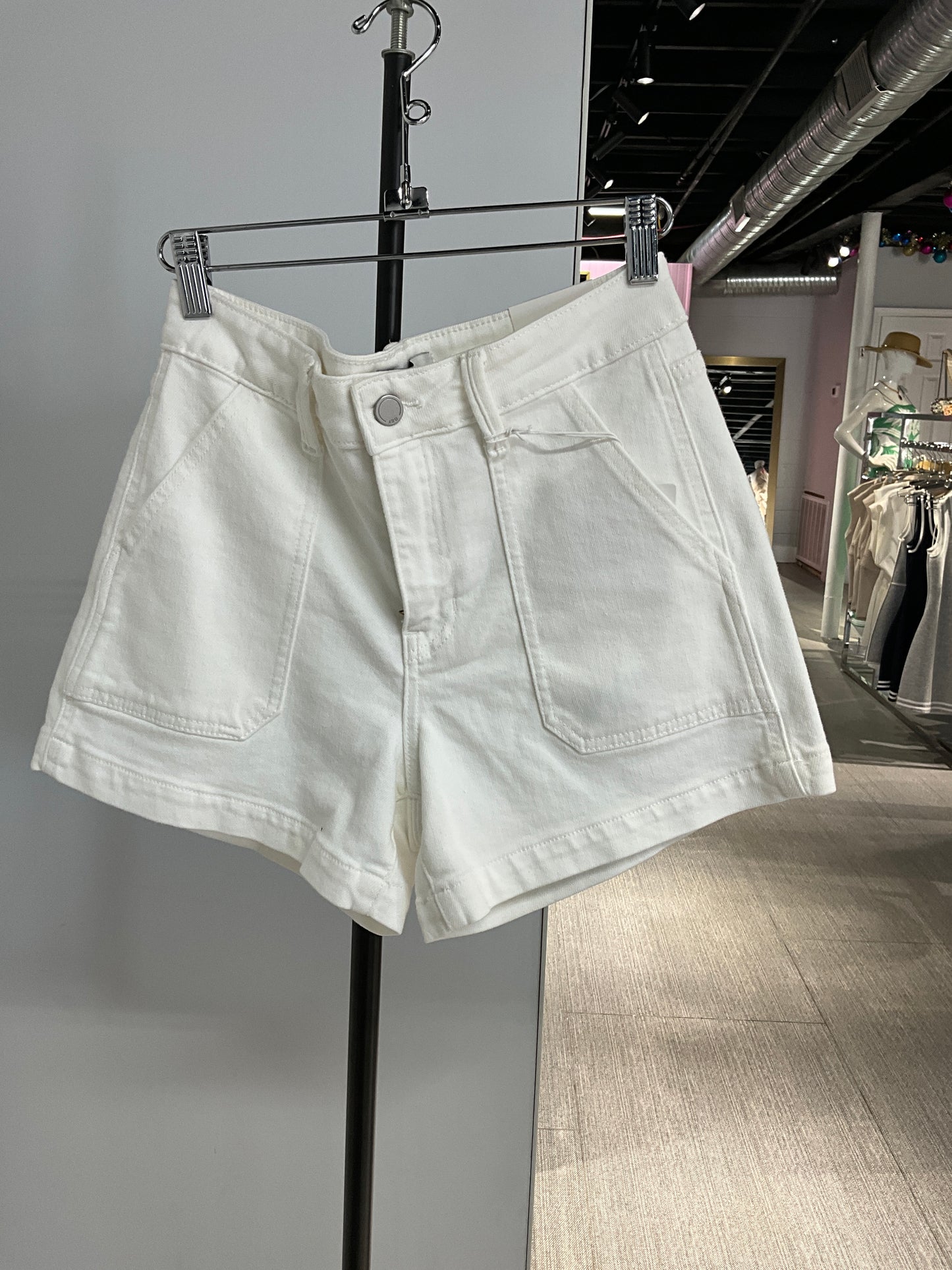 Utility White Denim Shorts