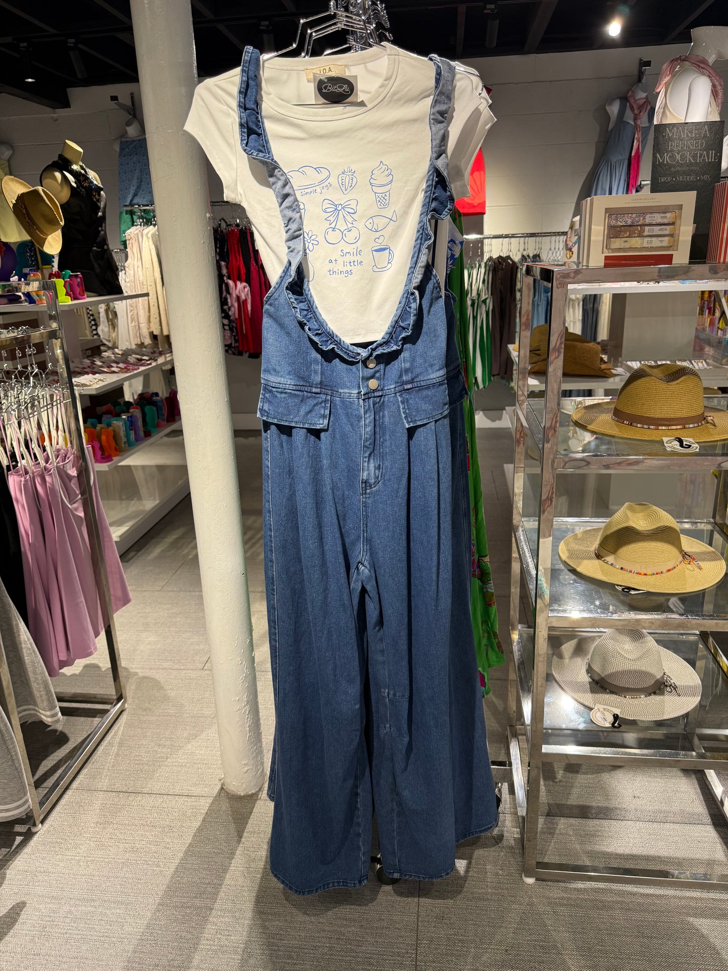 Ruffle Strap Denim Overalls