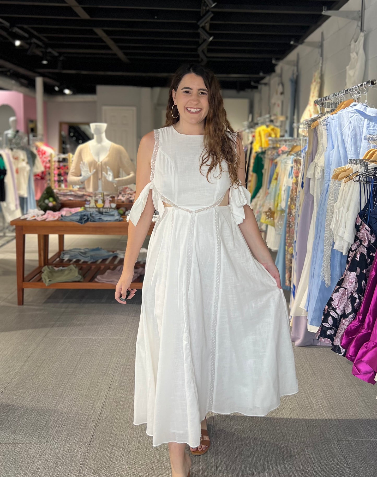 Lace Trim Midi Dress