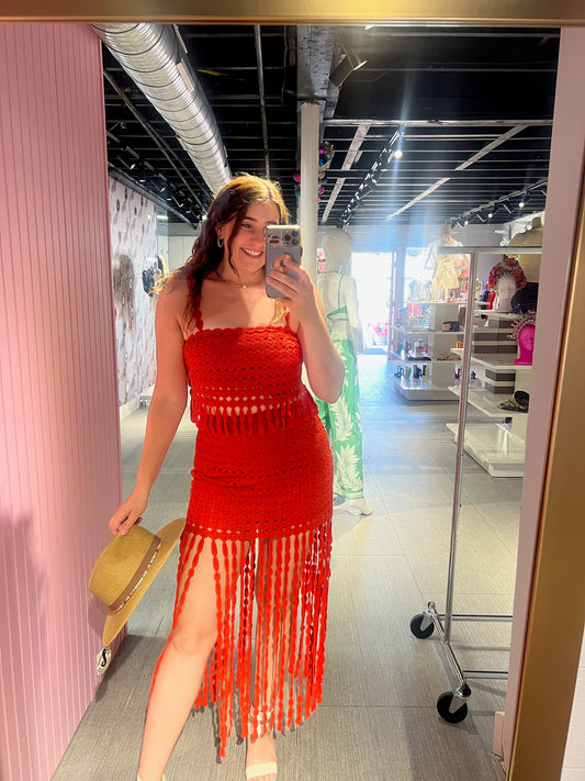 Sunset Fringe Crochet Two Piece Set