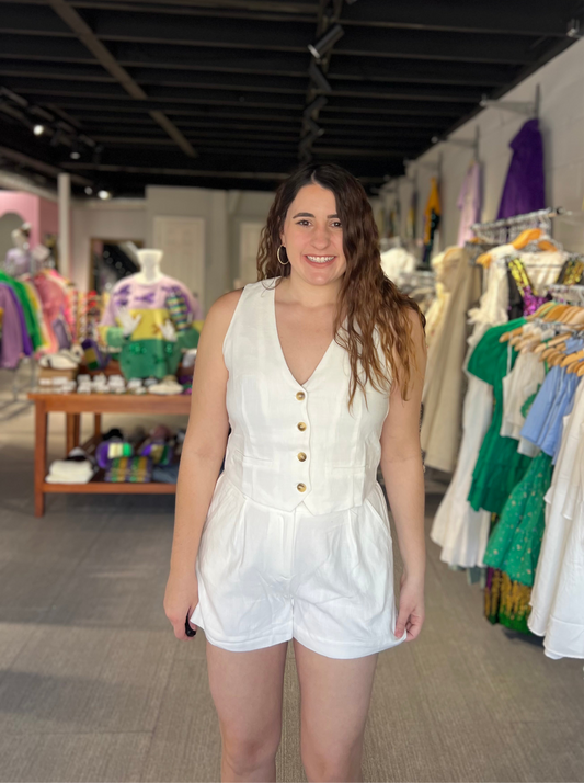 White Linen Two Piece Set