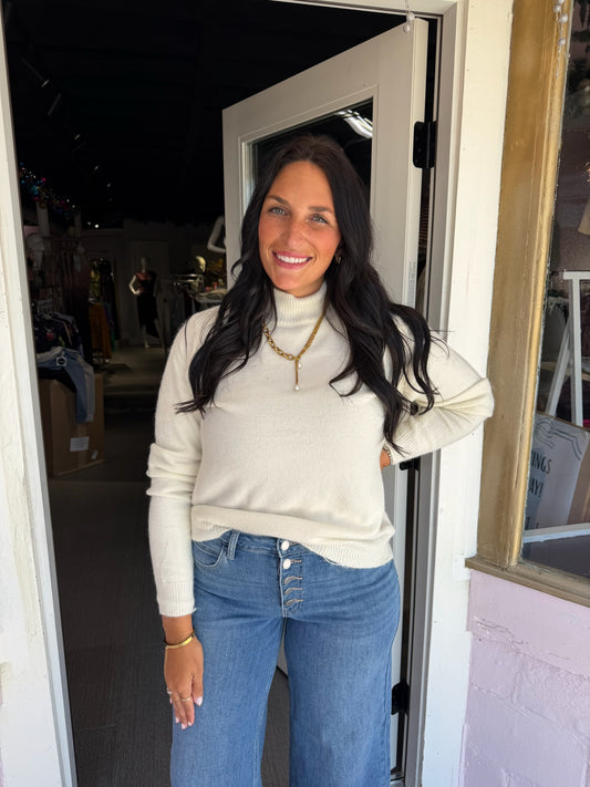 Jade Ivory Mock Neck Sweater