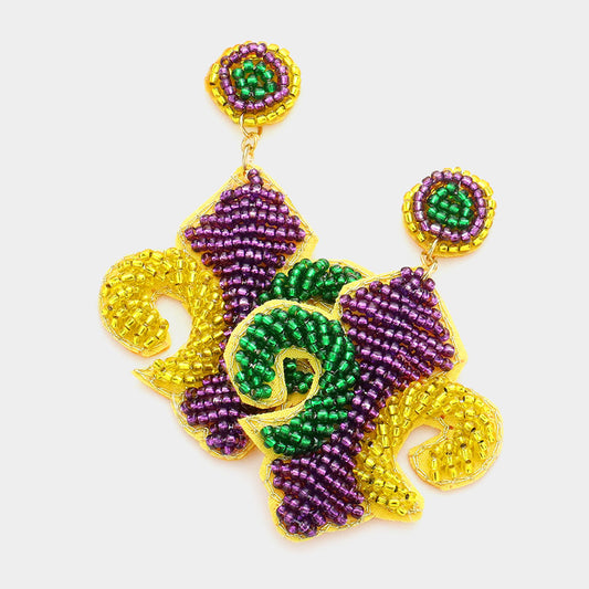 Mardi Gras Fleur De Lis Earrings