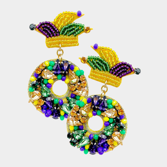 Mardi Gras King Cake Earrings