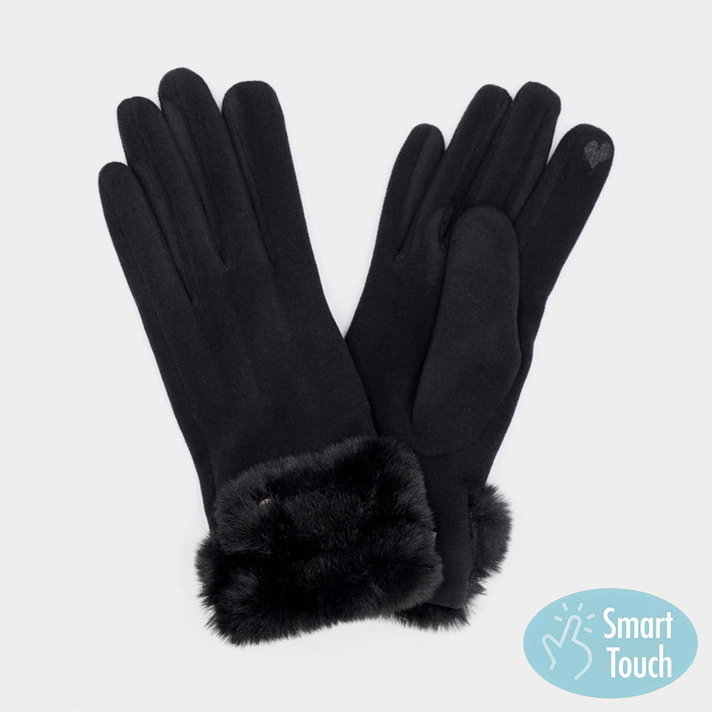 Fur Lined Black Gloves