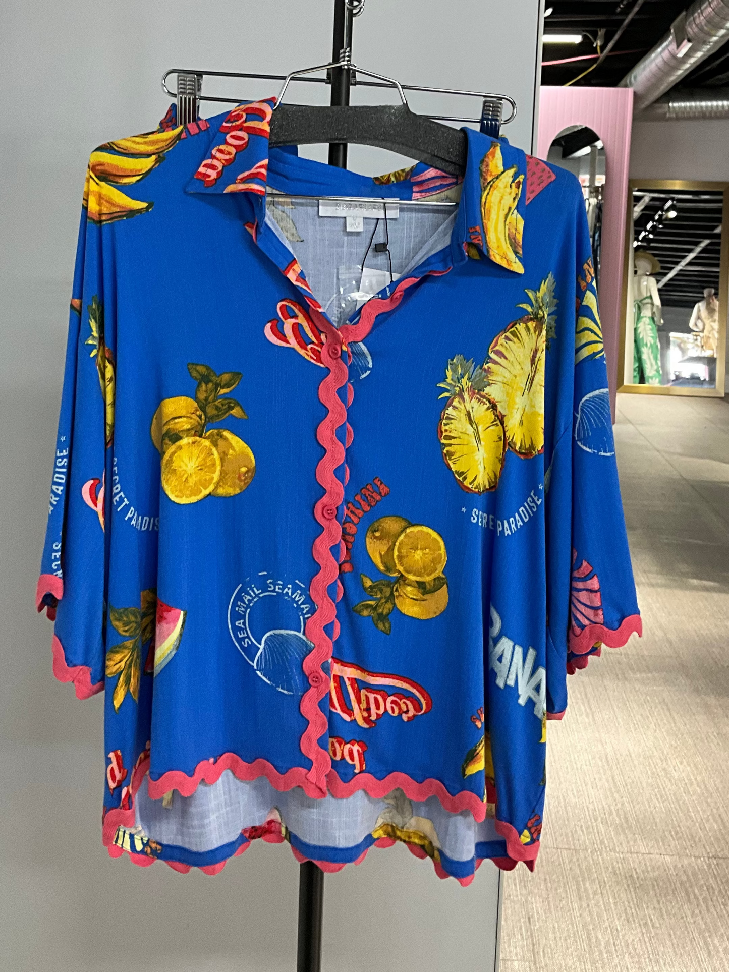 Alanie Tropical Button Down Top