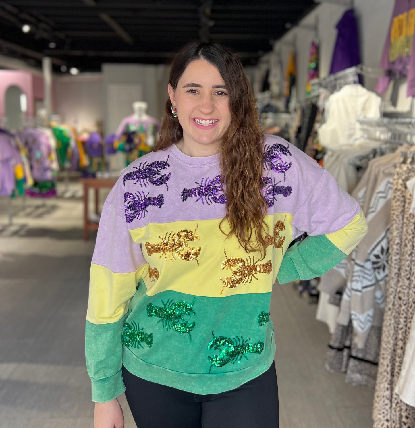 Mardi Gras Sequin Crawfish Top