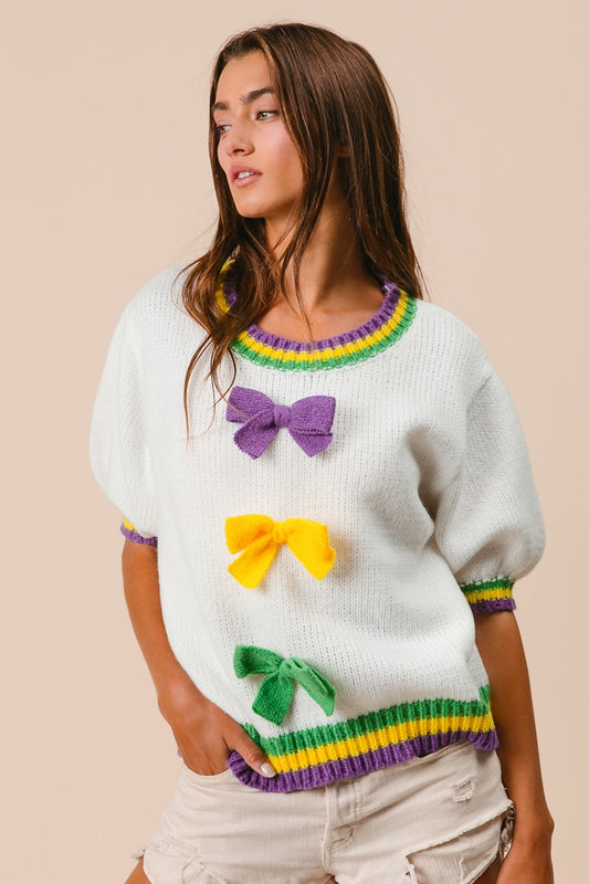 Mardi Gras Ribbon Sweater