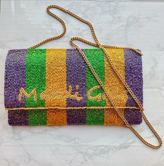 Mardi Gras Beaded Clutch